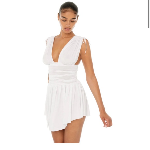 ARE YOU AM I White Plunge Sleeveless Mini Dress - Picture 7 of 12